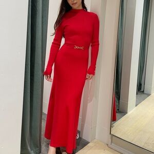 Ever New Melbourne Brielle Fit and Flare Midi Dress in Chilli Red